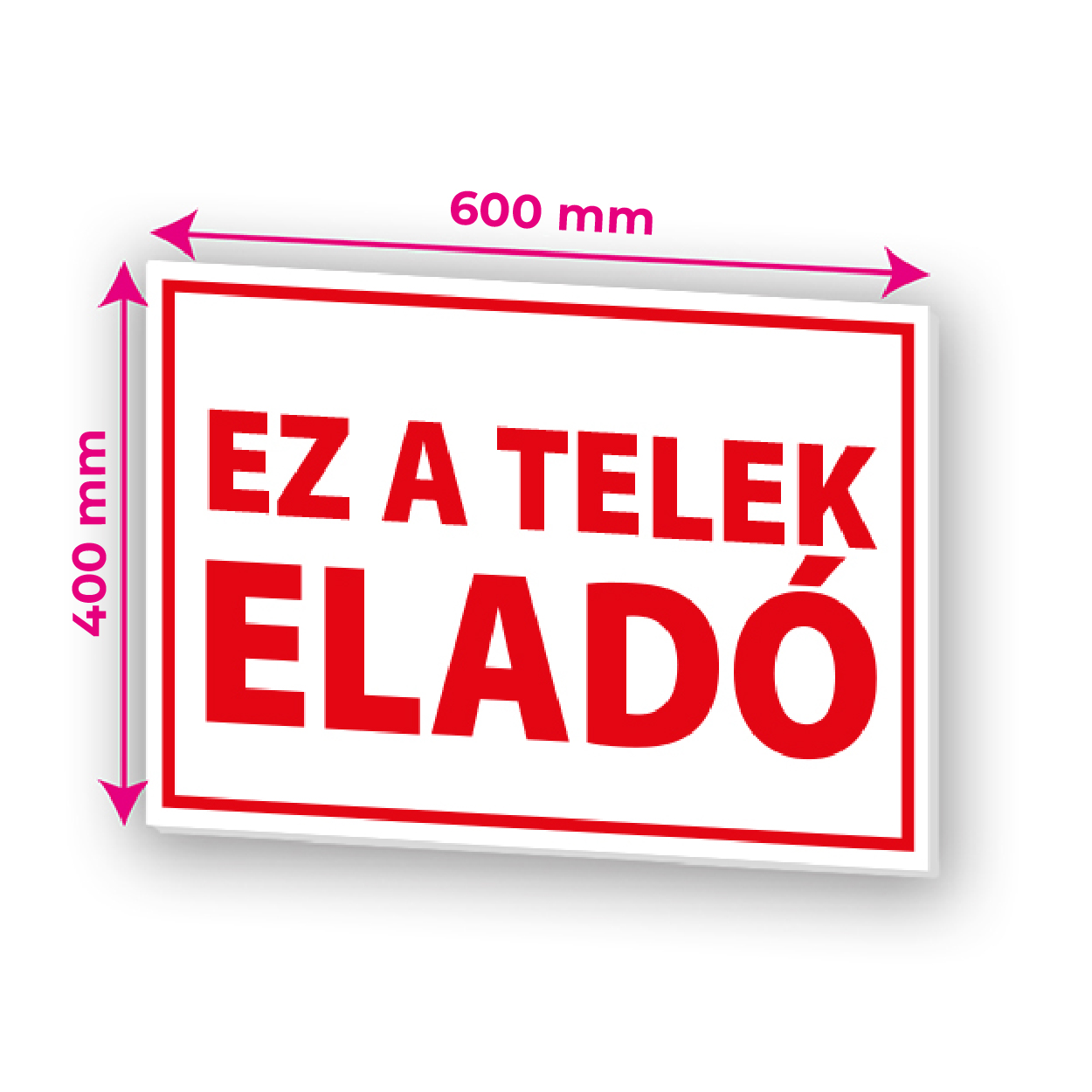 Telek eladó tábla 60x40 cm